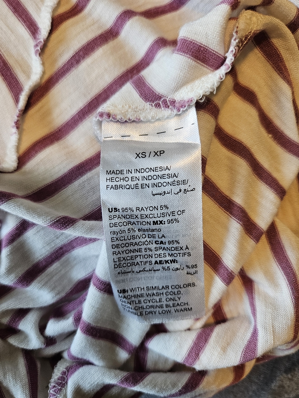 Striped Lightweight Tee in Cream and Mauve
